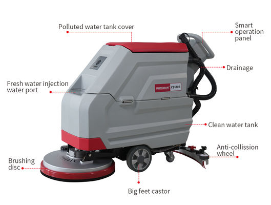 Automatic Cordless 60L tank capacity Walk Behind Floor Scrubber Cleaning Machine For Garage