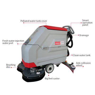 Red Commercial Industrial Walk Behind Floor Scrubber Hand Push Cleaning Machine