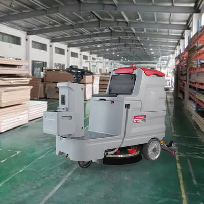Red Single Brush Ride On Floor Scrubber Washing Machine Equipment