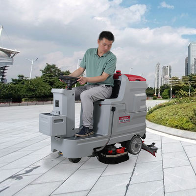 Red Double Brush Automatic Ride On Floor Scrubber Washing Machine