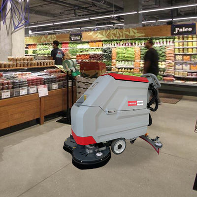 Red Commercial Industrial Walk Behind Floor Scrubber Hand Push Cleaning Machine